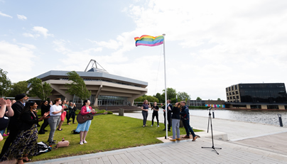 The rainbow flag is raised at Greg's Place to celebrate York LGBT Pride 2019